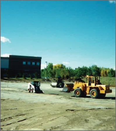 a bulldozer in a construction site
