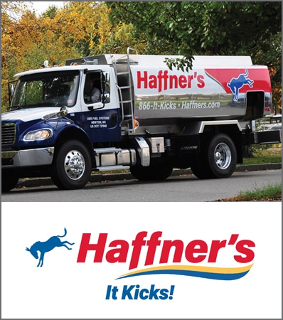 Haffner's oil truck above the haffner's oil logo