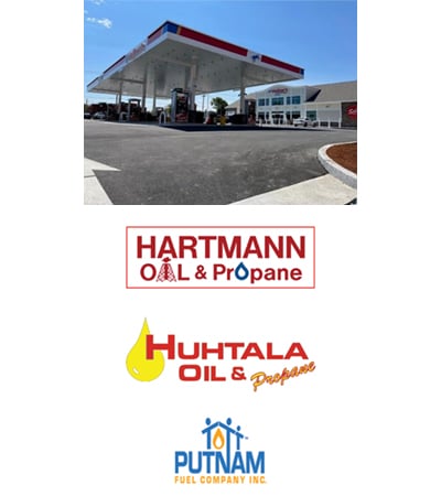 gas station above hartmann, huhtala, and putnam logos.